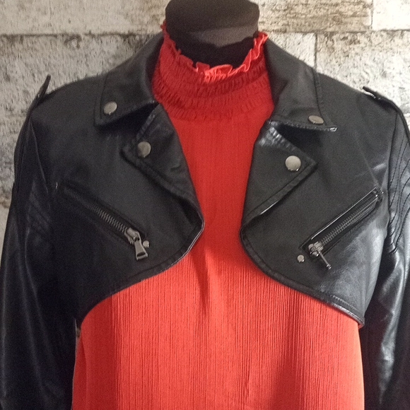 Paper tee faux leather jacket (KKK) #2 - Picture 2 of 8